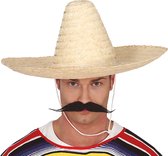 Guirca Mexicaanse Sombrero hoed voor heren - carnaval/verkleed accessoires - naturel