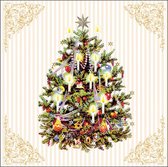 Ambiente kerst thema servetten - 40x st - 33 x 33 cm - creme wit - kerstboom