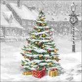 Ambiente kerst thema servetten - 40x st - 33 x 33 cm - winter - kerstboom