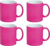 Luxe krijt koffiemok/beker - 4x - roze - keramiek - met krijt te beschrijven - 350 ml - Eigen naam