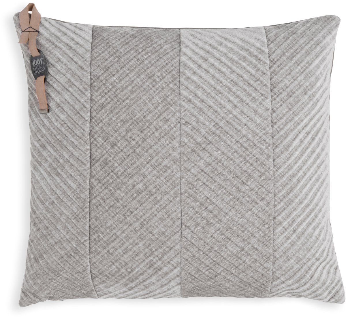 Knit Factory Beau Sierkussen - Vierkant kussen - Kussen woonkamer - Bank kussen - Decoratie kussen - Licht Grijs - 50x50 cm - Kussenhoes inclusief kussenvulling