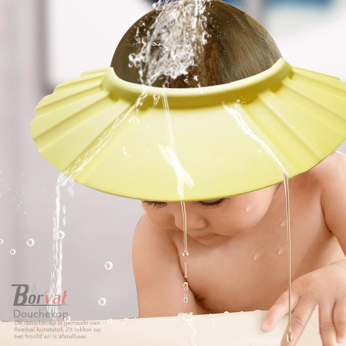 Borvat® - Douchekop voor baby - Douche Shower Cap - Baby - Kinderen - Douche kap - Baby / Kind Haarwas Hulp Kap - Geel - Borvat®