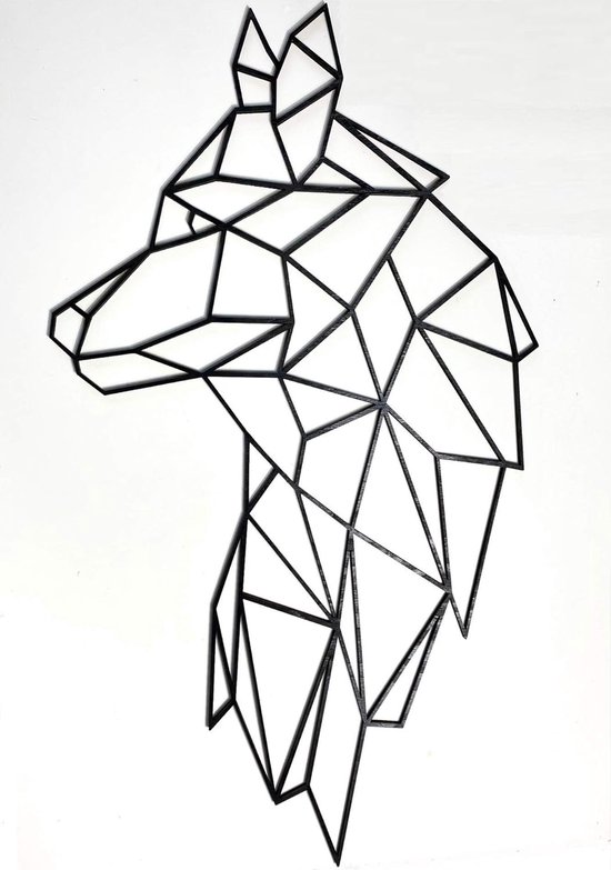 Pet-Jos Houten Kat Wanddecoratie 40cm - Geometrische Minimalistische Muurkunst Zwart