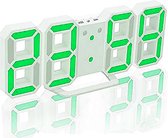 Digitale LED Klok Wekker met Groen Licht - op USB (incl.) - Tafelklok voor Slaapkamer - Game Kamer - 24 x 9,4 x 1,7 cm - W1005GR - met Temperatuur, Datum en AM en PM weergave