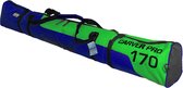 BRUBAKER Carver Pro 2.0 - Skitas - Voor 1 paar Ski's & Stokken - Gevoerd - Zware Kwaliteit - Scheurvast - Skihoes - Verstelbare draag/schouderbanden- 170 cm - Groen/Blauw
