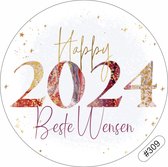 'Happy 2024' Etiketten - Wensetiketten - Cadeau etiketten - Gelukkig nieuwjaar sluitzegels 40 mm 40 st #309
