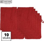The One Towelling Washandjes - Washanden - Voordeelverpakking - 100% Katoen - 16 x 21 cm - Burgundy - 10 Stuks