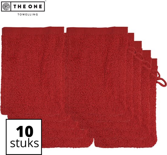 The One Towelling Washandjes - 16 x 21 cm - 10 Stuks - Washanden - Voordeelverpakking - 100% Katoen - Burgundy