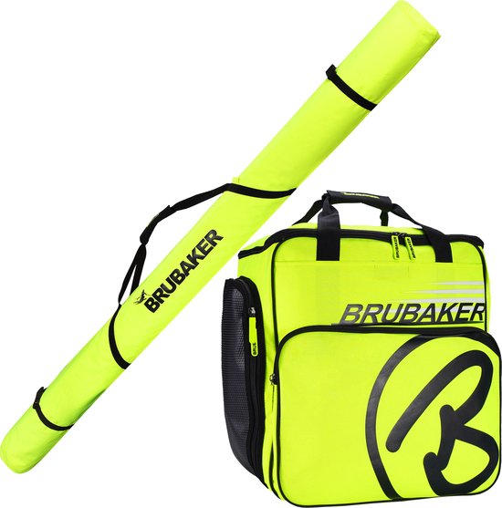 BRUBAKER Combi Set Ski Tas En Skischoentas Voor 1 Paar Ski's Tot 190 Cm Stokken Schoenen Helm Zwart Oranje 2575068200