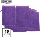 The One Towelling Washandjes - Washanden - Voordeelverpakking - 100% Katoen - 16 x 21 cm - Paars - 10 Stuks