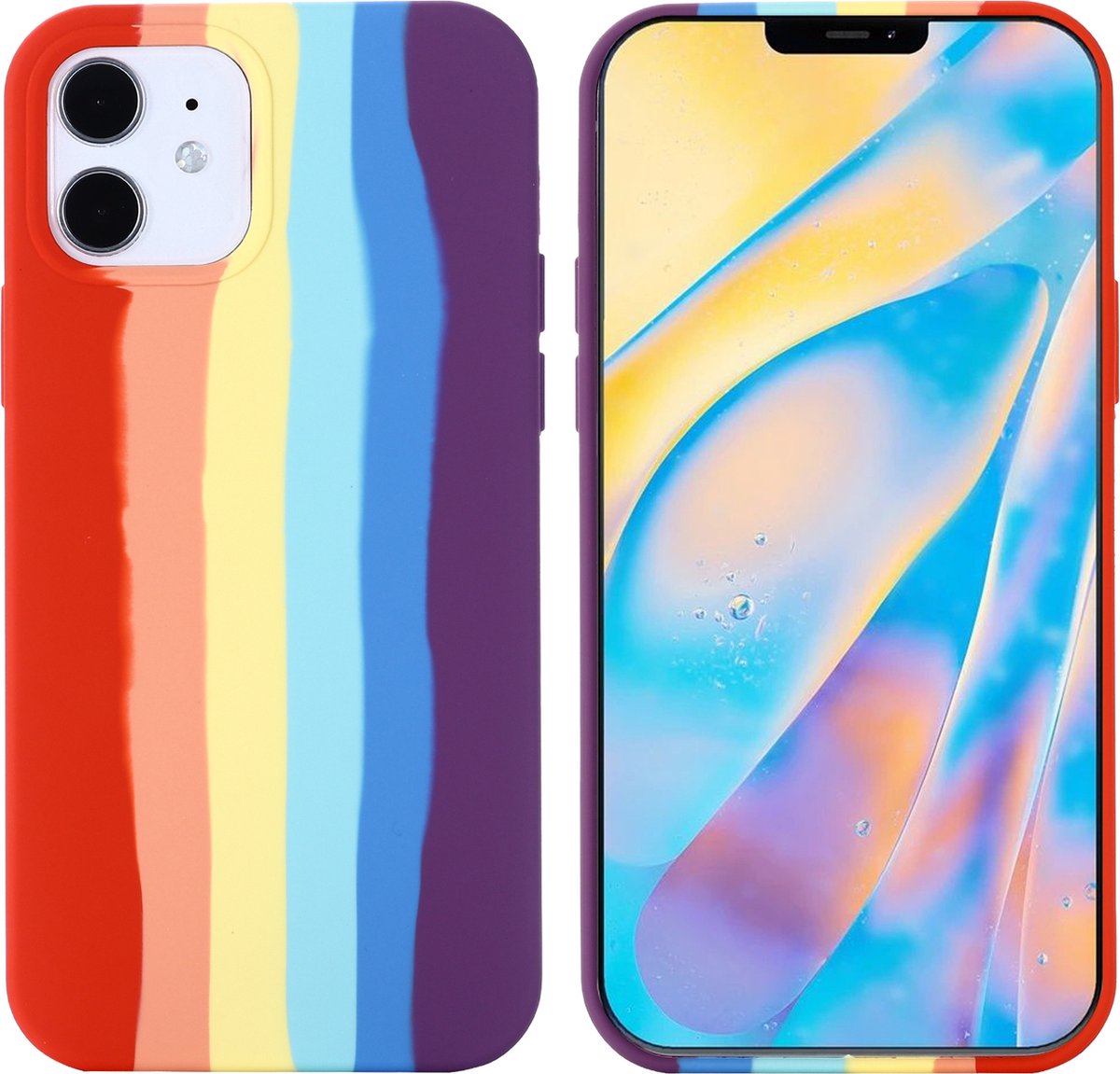 Peachy Rainbow Pride siliconen hoesje geschikt voor iPhone 11 - pastel