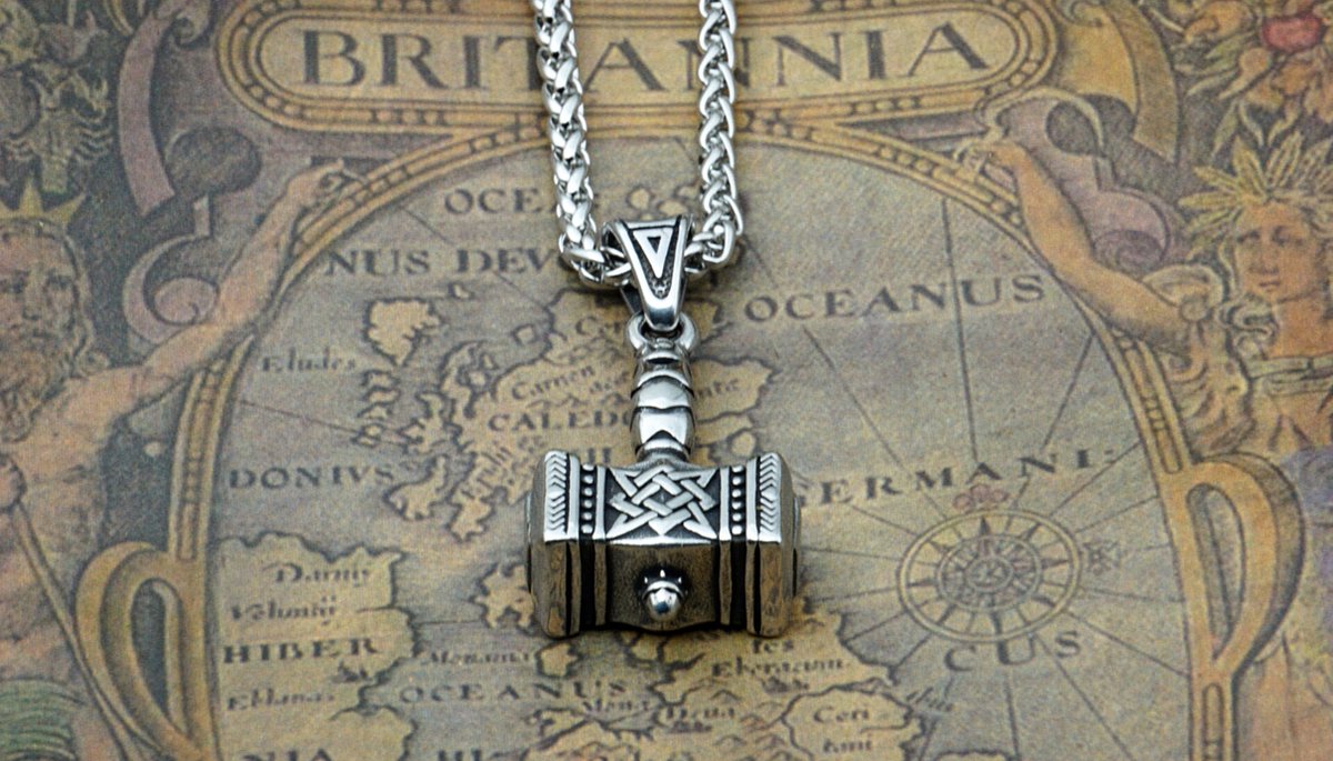 [Two Ravens] Thor Hamer, Viking Ketting, Zilverkleurige Vikinghamer, Mjolnir, Donar's Hamer, Noorse Mythologie, Asatru