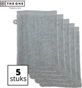The One Towelling Washandjes - 16 x 21 cm - 5 Stuks - Washanden - Voordeelverpakking - 100% Katoen - Lichtgrijs