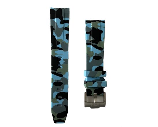 20mm Curved rubber strap Camo Blue Omega x Swatch Moonswatch - Gebogen rubber horloge band