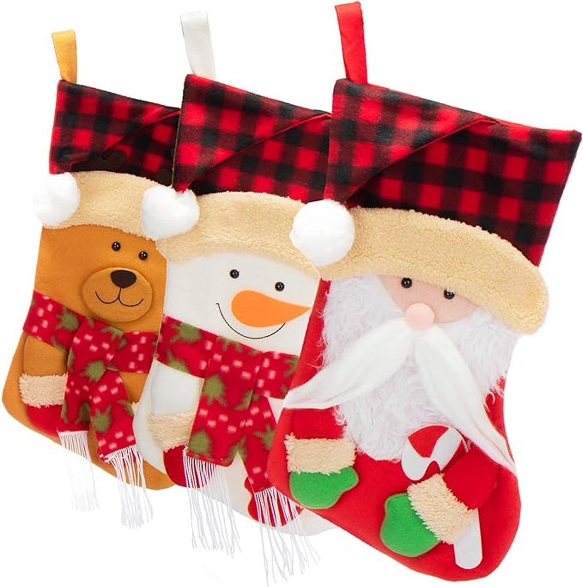 Ruikdly Sacklinnen kerstkousen, set van 4 stuks, kerstkousen, hangende kousen voor open haard, doe-het-zelf, gepersonaliseerde kerstsokken met 10 kleine houten hangers voor kerstfeest, cadeau, snoep