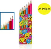 24 PAKJES Smiley Kleurpotloodjes - 6 Potloodjes per Pakje - Uitdeelcadeautjes voor kinderen - Klein Speelgoed - Traktatie - Cadeautjes voor Kinderen