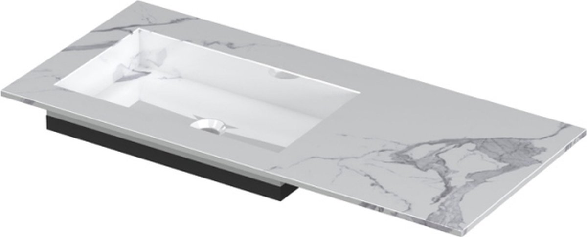 INK Post wastafel in keramische slab met envelop bodem wasbak links zonder kraangat 100x45x1cm, statuario glans