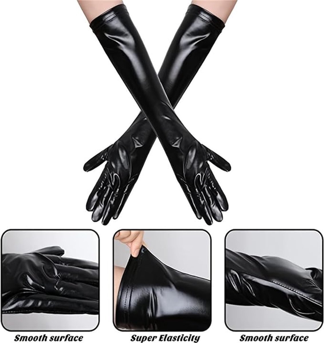 BEAUTY Gants longs en Gants cuir Zwart pour femme - Gants longs en latex