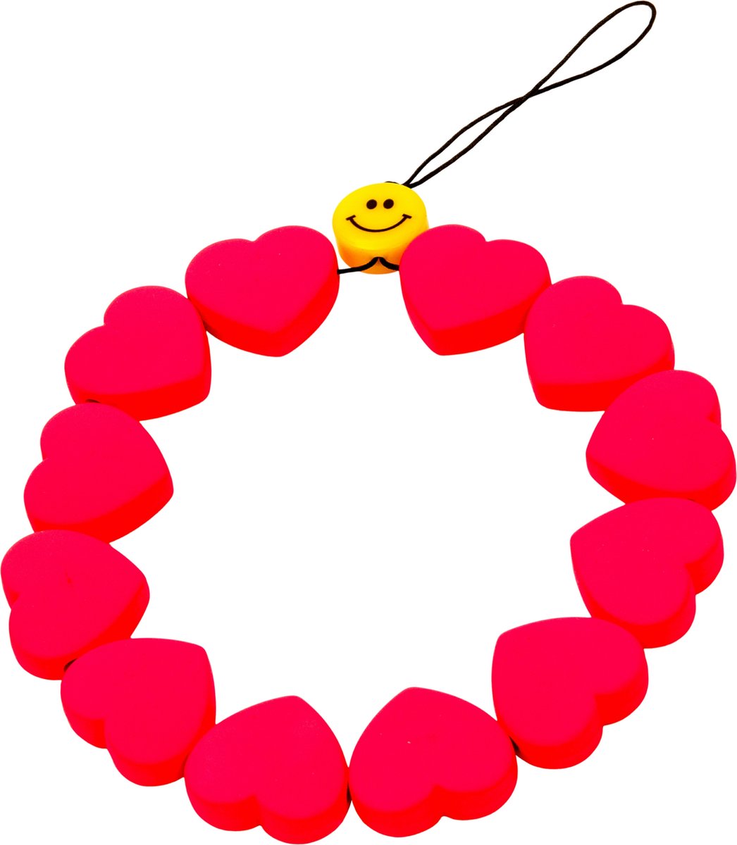 AFlavours universeel exclusief Telefoonkoord-Telefoonketting pols roze happy- accessoire voor telefoon en tas- Ketting telefoon