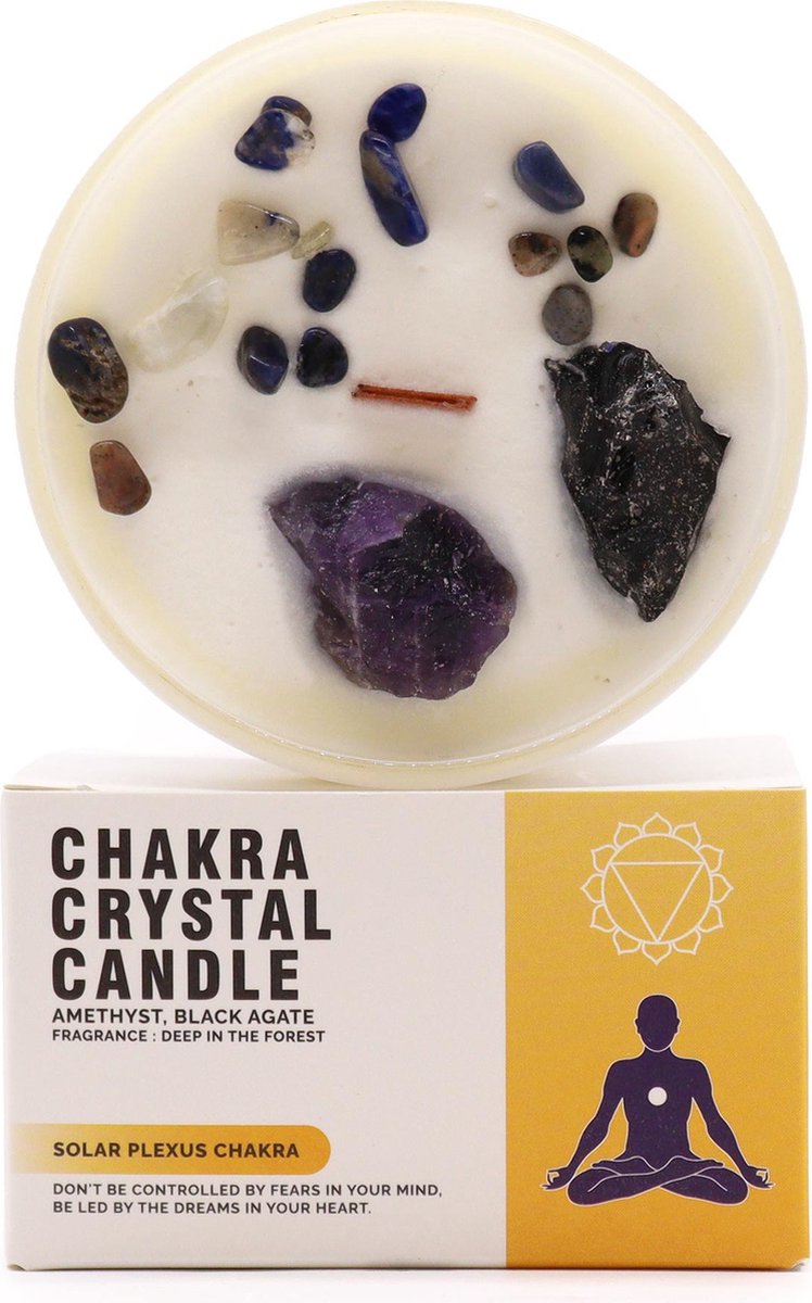 Ancient Wisdom Chakra Kristallen Kaarsen - Solar Plexus Chakra - AWGifts - Spiritueel - Kaars - Cadeau Wit