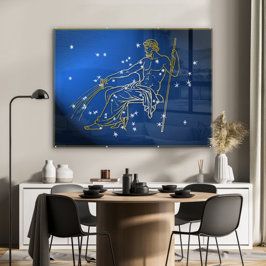 MuchoWow® Glasschilderij 120x90 cm - Schilderij acrylglas - Sterrenbeeld - Waterman - Sterren - Foto op glas - Schilderijen