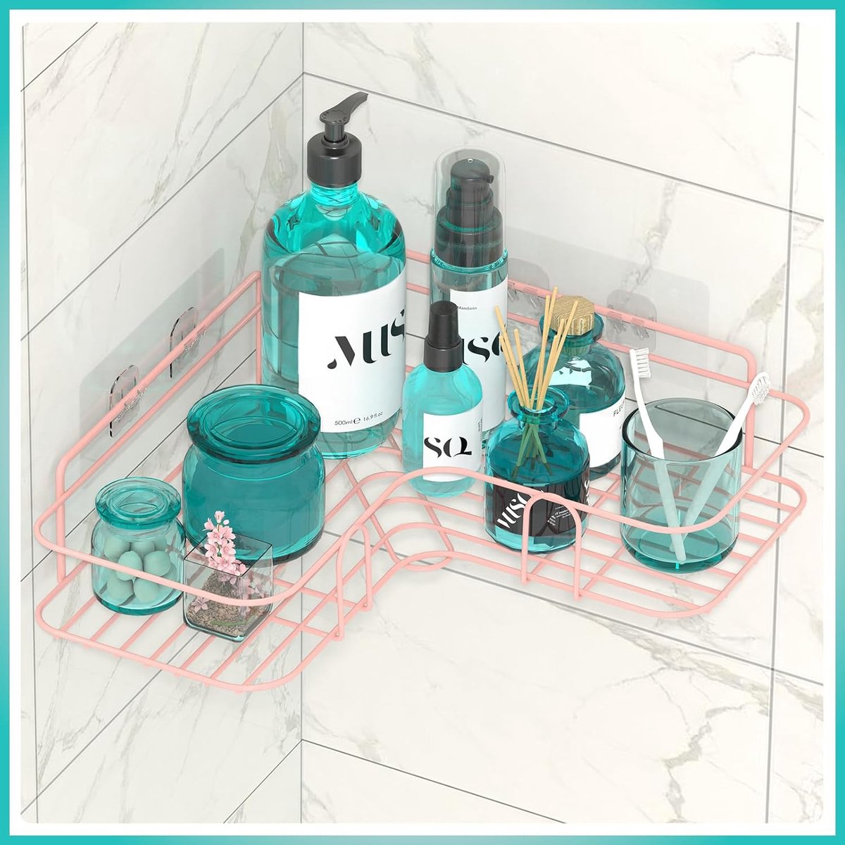 Hoek Douche Caddy Met Scheermeshouder Zelfklevende Doucheplank Hoek Geen Boren B