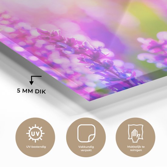 Fleurs avec Glas abeille 90x60 cm - Tirage photo sur Glas (décoration murale en plexiglas)