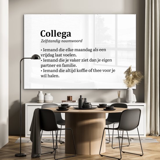 MuchoWow® Peinture sur verre 150x100 cm - Peinture sur verre acrylique - « Collègue » - Dictons - Citations - Photo sur verre - Peintures