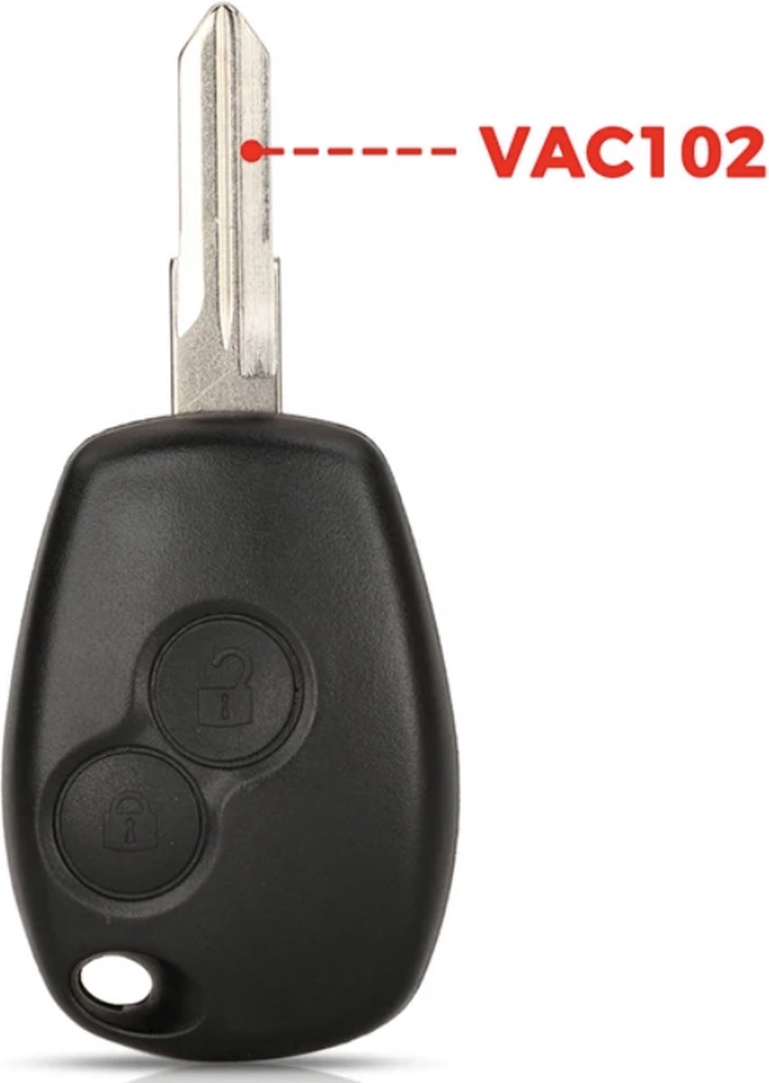 Renault autosleutelbehuizing 2 knoppen-Sleutelmaat VAC102- Vervangende behuizing geschikt voor Renault Kangoo/Clio / Master / Twingo / Logan / Sandero autosleutel sleutel