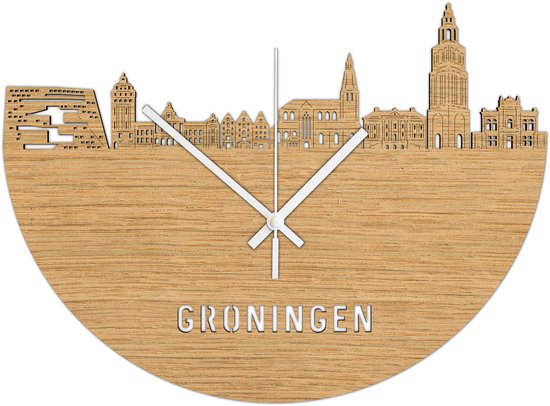 Skyline Klok Groningen Eiken Hout Wanddecoratie Voor Aan De Muur City Shapes