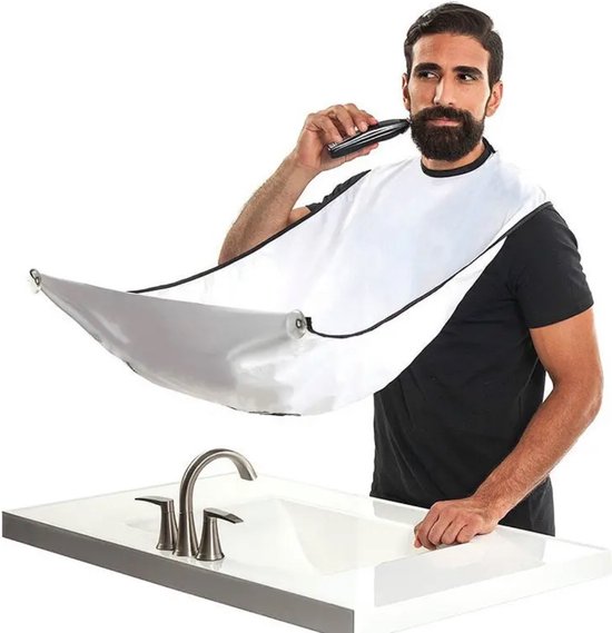 Foto: Scheerschort extra stevige zuignap beard bib baardschort kapmantel cape scheren trimmen baardverzorging inclusief zuignappen wit ixen