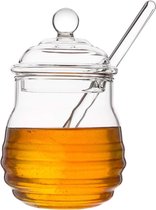 Glazen honingpot met honingcontainer Honinglepel voor het serveren van honing en siroop, 9 ounces (265 ml)