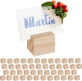 Relaxdays naamkaartjeshouder hout - set van 48 - bruiloft - fotohouder tafel - staand
