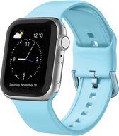 Siliconen bandje - geschikt voor Apple Watch series 1/2/3/4/5/6/7/8/9/SE/SE 2/Ultra/Ultra 2 met case size 42 mm / 44 mm / 45 mm / 49 mm - Lichtblauw