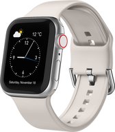 Siliconen bandje - geschikt voor Apple Watch series 1/2/3/4/5/6/7/8/9/SE/SE 2/Ultra/Ultra 2 met case size 42 mm / 44 mm / 45 mm / 49 mm - Sterrenlicht