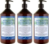 Bodylotion Rozemarijn & Eucalyptus 1 liter - set van 3 stuks - met gratis pomp