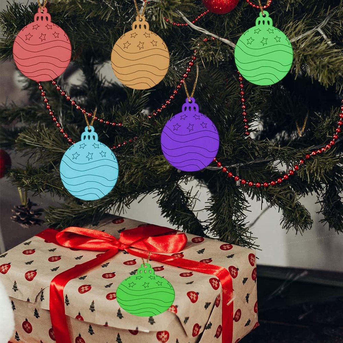 40 pièces décorations de Noël DIY, cintres de Noël en bois, cintres cadeaux,  bois de