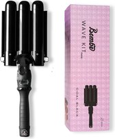 Bol.com Bombé Waver - Wafeltang - Golvenkrultang - 32mm - Zwart aanbieding