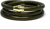 Jolla - bracelet wrap femme - acier - cuir - fermeture magnétique - Basic Steel - Beige