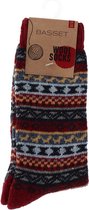 Basset - Lady Socks - 45% Wol - Wintersokken - Maat 39-42 - Bordeaux Kleuren