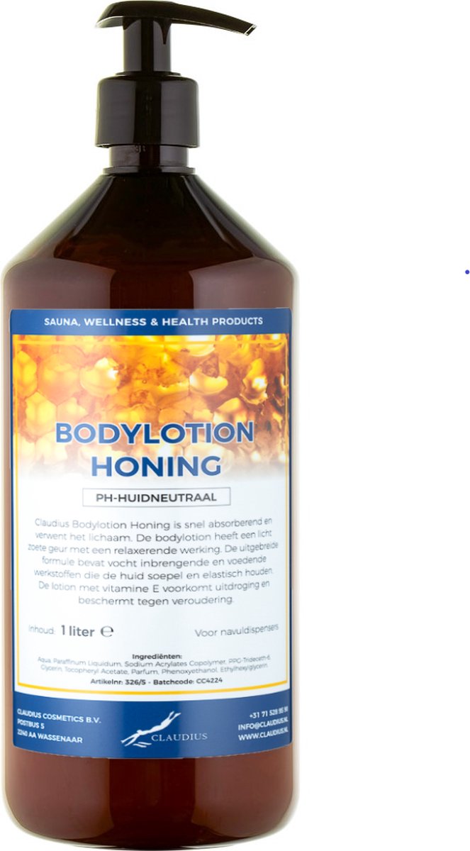 Goedkoopste Bodylotion Honing 1 Liter - met gratis pomp