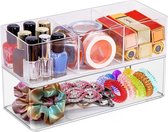 Cosmetica-organizer, set van 2, acryl, voor slaapkamer, make-uptafel, organizer, stapelbaar, cosmetica, make-up-organizer