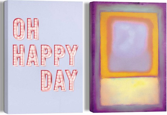 Giclee on Canvas Schilderijen set Happy Day 30x20 cm