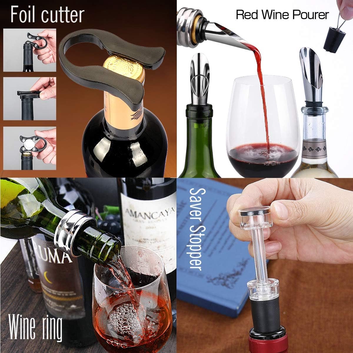 Tire-Bouchon, Coffret Cadeau 9 Pcs Accessoires Vin Avec Coffret,  Ouvre-Bouteille, Vin - Plemdea 