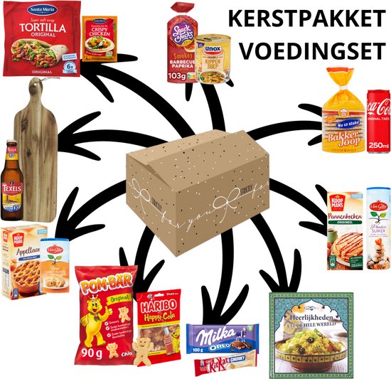 Kerstpakket - Voedselpakket - Borrelpakket - Gerechten set - Relatiegeschenk - Goedgevuld Feestdagen Pakket - met Kookboek
