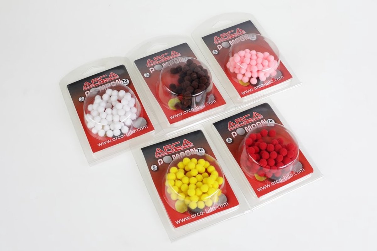 Arca Pompon 8mm (70 pcs) - Kleur : Red