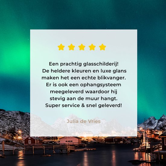MuchoWow® Peinture sur verre 90x120 cm - Peinture sur verre acrylique - Aurores boréales - Islande - Neige - Village - Vert - Montagnes - Photo sur verre - Peintures