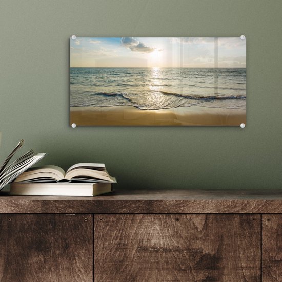 MuchoWow® Peinture sur verre - Mer - Été - Plage - 40x20 cm - Peintures sur verre acrylique - Photo sur Glas