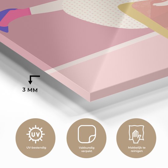 MuchoWow® Peinture sur verre 50x50 cm - Peinture sur verre acrylique - Vintage - Femmes - Pastel - Photo sur verre - Peintures