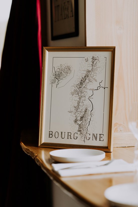 Brushery - Wijnposter - Bourgogne - Frankrijk - Wijnkaart - Zwartwit